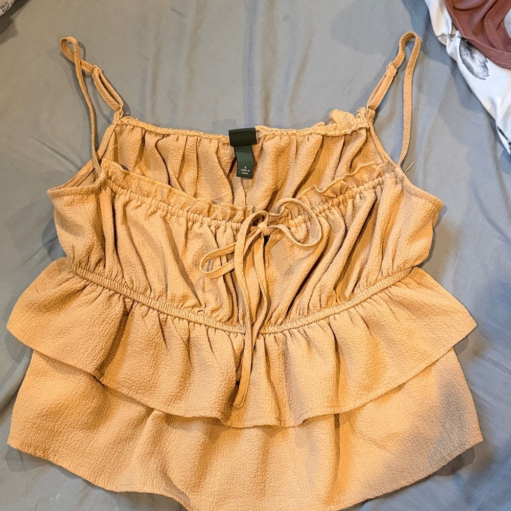 Target Women's Tan Ruffle Tank Top